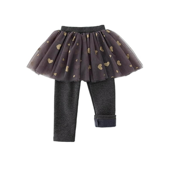 Ugoldhm Girls Cute Base Layer Bottoms with Bow Polka Dot Tutu Skirt Fake Two Piece Pants 2-10 Years