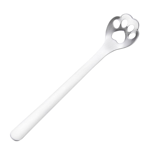 Pisexur Batería de cocina Bonita cuchara de café de acero inoxidable 304, cuchara para revolver té, cuchara para taza, cuchara con forma de garra de perro, taza ahuec para la cocina del hogar