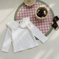 thumbnail image 3 of Beautyzll Toddler Baby Girls Long Sleeve Lapel Shirts 2-8T Kids Soft Basic Cotton T-Shirts Top Solid Color Layering Tees, 3 of 6