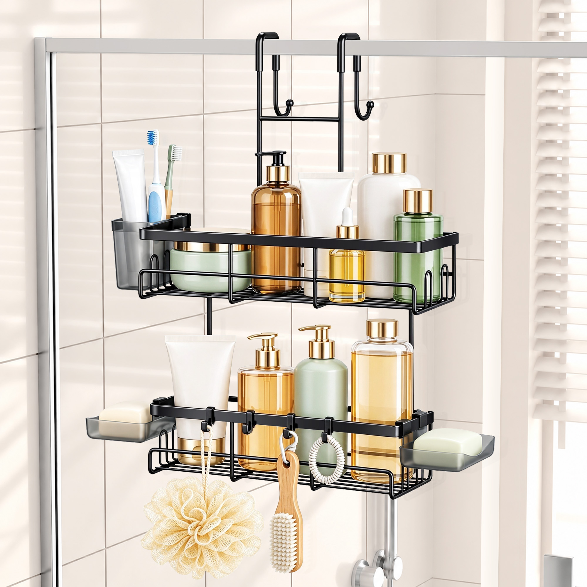 TINANA Over-The-Door Shower Caddy, Stainless Steel photo 1