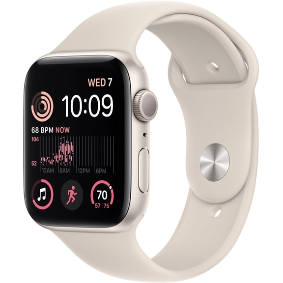 Apple Watch SE 2 44mm Starlight Aluminum with Starlight Sport Band, Refurbished