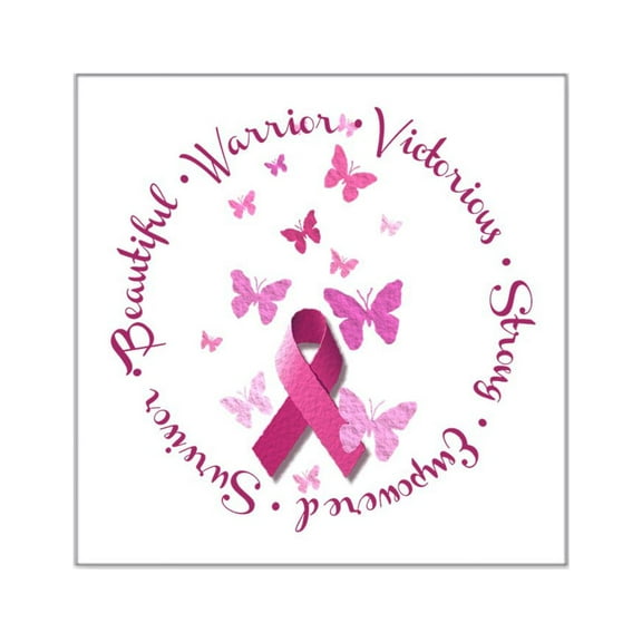 CafePress - Breast Cancer Pink Ribbon Sticker - Square Sticker 3" x 3"