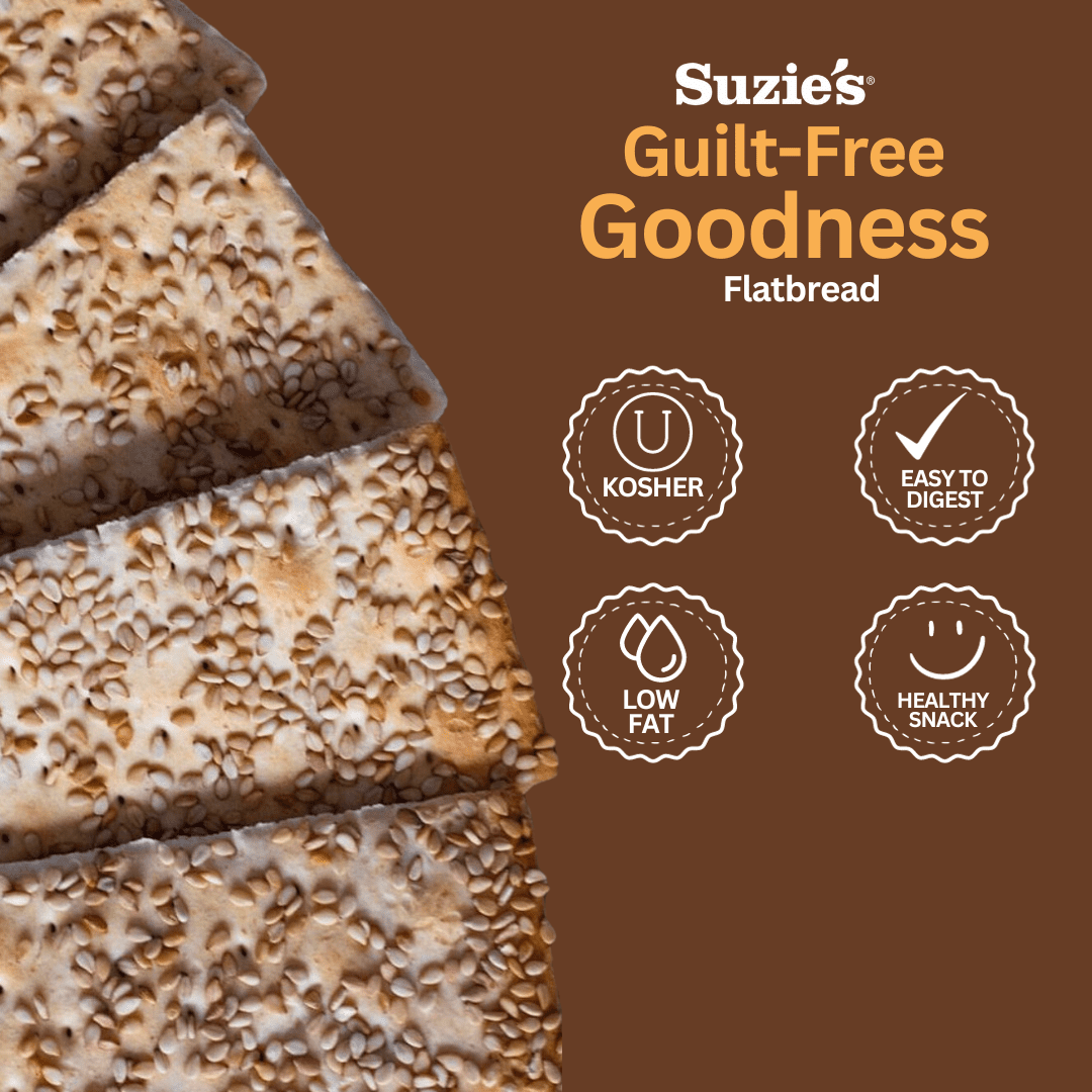 Suzie's Spelt Multi-seed Flatbread Crackers| Pack of 6 | Low-Fat & Vegan, Kosher, Whoelgrain | Healthy Snack Option | 4.6 oz each