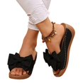 thumbnail image 3 of Willtoo Wedge Platform Sandals for Women Summer Dress Low Heels Cute Bow Open Toe Slides Sandals Soft Comfortable Slip On Beach Vacation Slippers Shoes Black US-7.5（EU-39）, 3 of 5