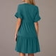 thumbnail image 4 of Vestido de Verano de Manga Corta para las Mujeres una Línea de Playa Casual, Bolsillos de Primavera Suelto Vestido de Poliéster, 4 of 9