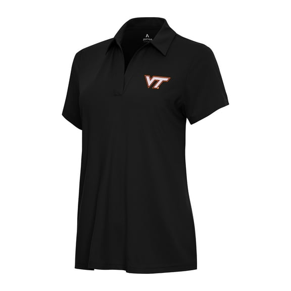 Women's Antigua Black Virginia Tech Hokies Era V-Neck Polo