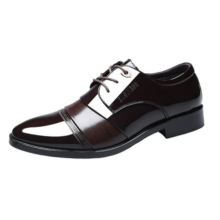 adviicd Dress Shoes for Men Men s Faux Patent Leather Tuxedo Dress Shoes Classic Lace-up Formal Business Oxford Wedding Shoes (Brown 11)