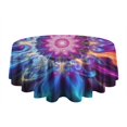 thumbnail image 5 of Colorful Tie Dye Flame Flower Pattern Round Tablecloth 60"x60",Wrinkle Wipeable Table Cloth for Kitchen Dining Room Picnic Patio Party, 5 of 6