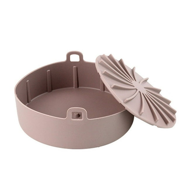 Air Fryer Silicone Pot with Lid Multifunctional Grill Plate Heat Resistant Oven Accessories Practical Kitchen Tool