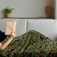 thumbnail image 3 of Camo Soft Flannel Fleece Throw Blanket, Summer Camouflage Pattern Grungy Texture Hidden in Jungle Retro Style Print, Cozy Plush for Indoor and Outdoor Use, 50" x 70", Khaki Green Brown, by Ambesonne, 3 of 5
