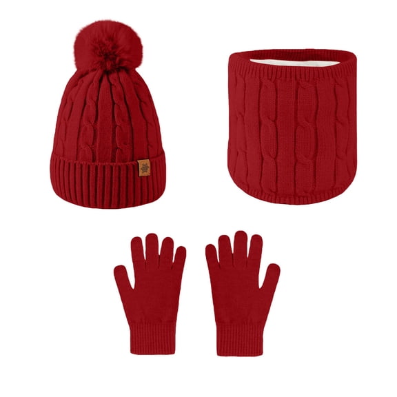 ZJXFGS Hat And Scarf Set Winter Gloves Women Hat Gloves Scarf Set Women 3 In One Beanie For Women Women'S Hats & Caps Women'S Clothing Womens Winter Hat Winter Gear 3 Pcs Womens Beanie Scarf Gloves