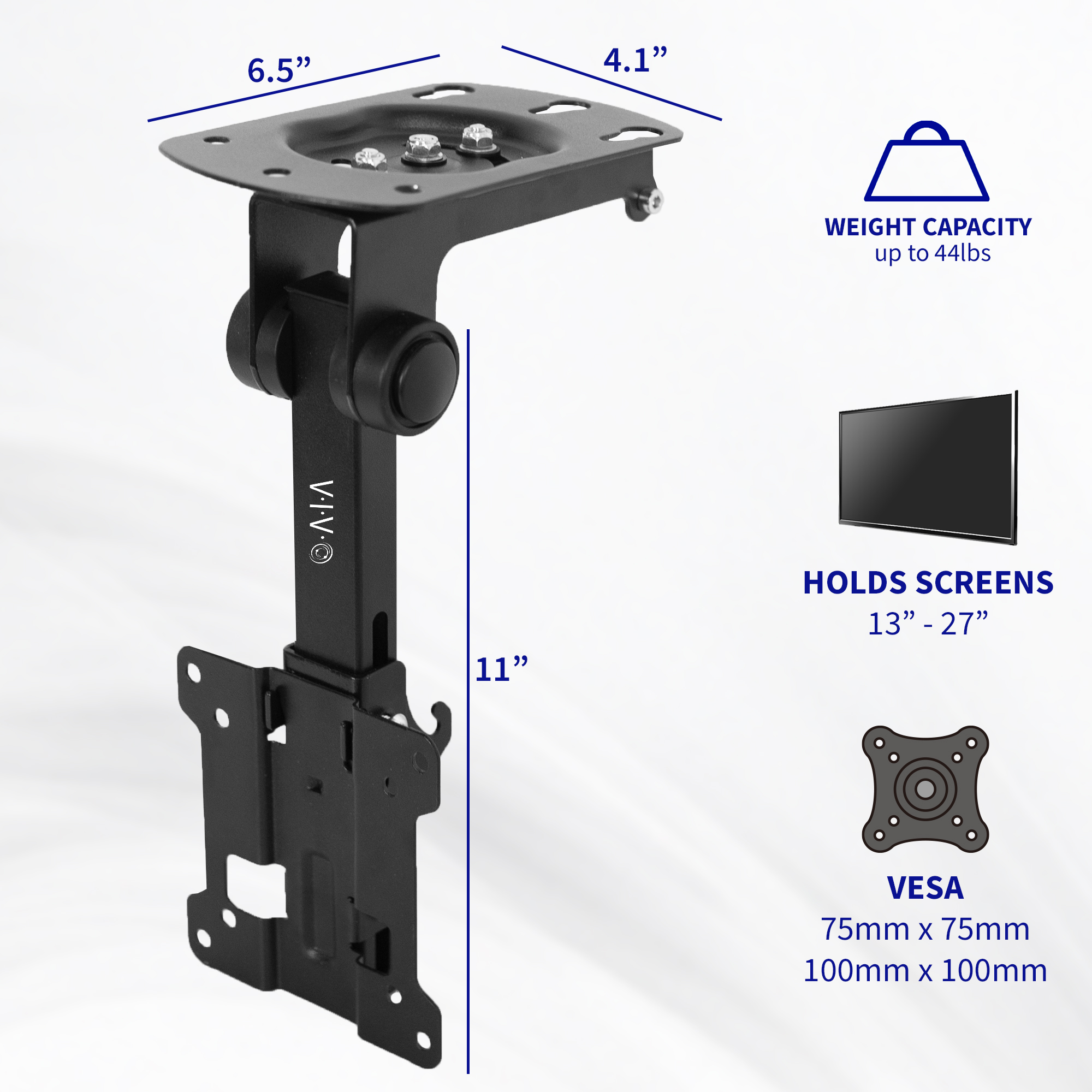 Flip Down Pitched Roof Ceiling Mount for 13" to 27" Screens | Flat TV & Monitors