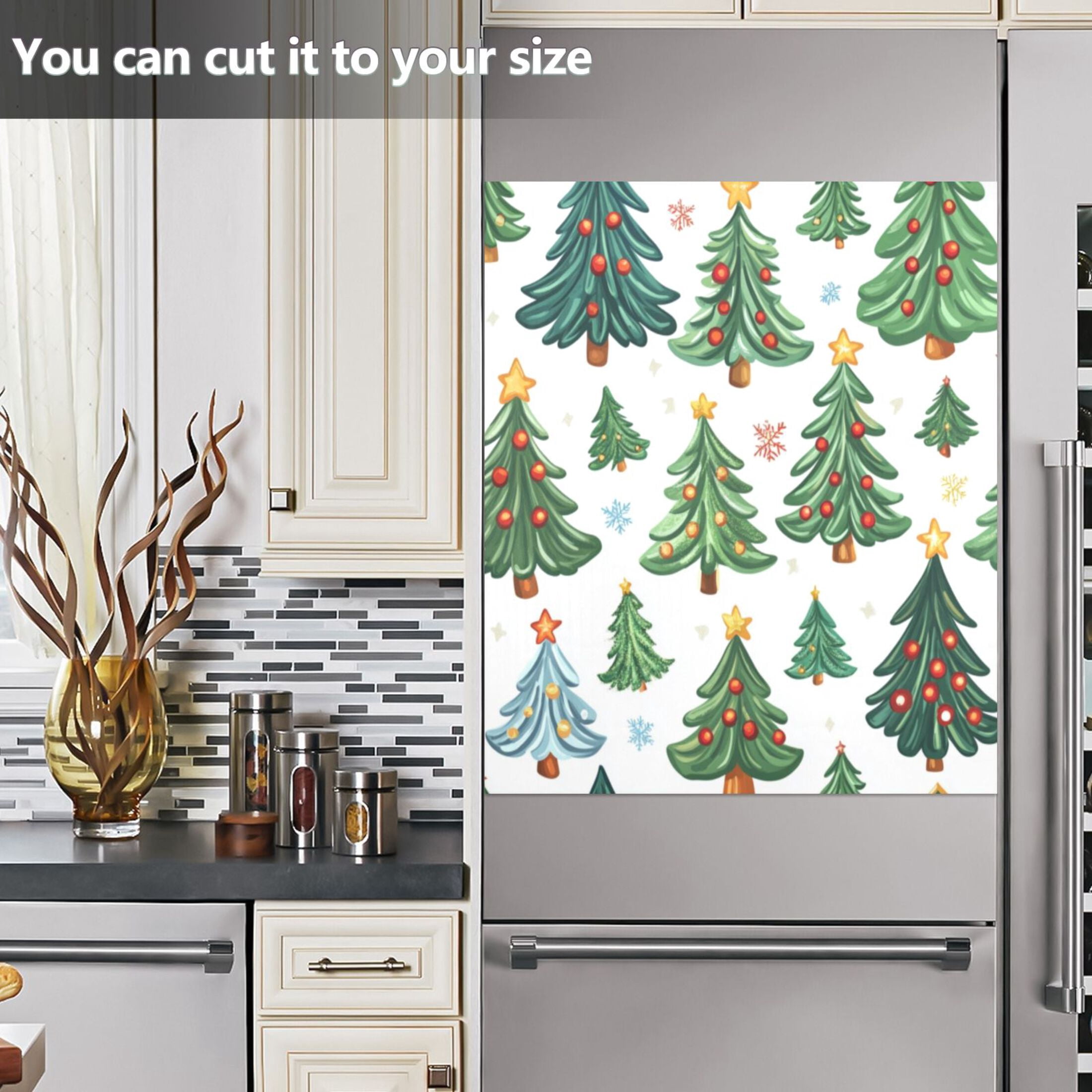 Dishwasher Magnetic Sticker 23x26 Inch Refrigerator Magnetic Sticker Washing Machine Magnetic Sticker Kitchen Panel Magnetic Sticker Home Decor Christmas Tree Seamless
