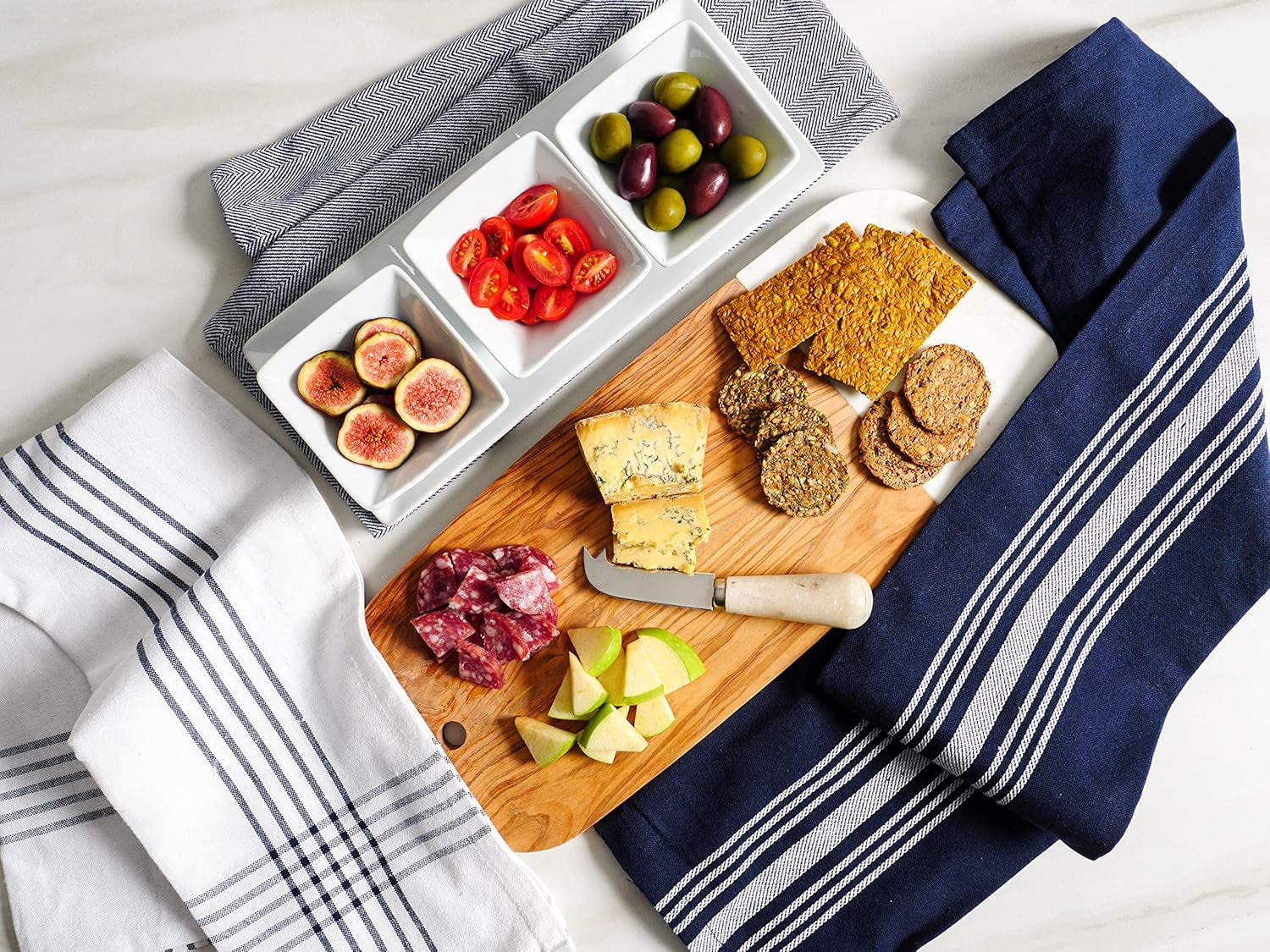 KAF Home Soho Kitchen Towels, Soft and Absorbent Flat Dish Towels, 18” x 28”, Navy, 10 Pack