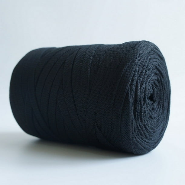Zhuge Hilos de colores sólidos de 250 g (8,1 oz) para hacer tú mismo bolsos, alfombras, cojines, tela de algodón, hilo para tejer a crochet, color negro