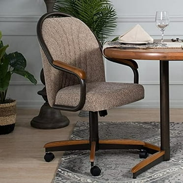 Casual Dining Barell Swivel and Tilt Rolling Dining Chair - 38in Hx24 Wx22 D, Metal