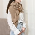 thumbnail image 5 of uvwlwu Scarf for Women, Elegant Women's Hollow Out Buckle Triangle Cape Shawl Wrap Cozy Warm Fashion Scarf Accessory for Stylish Outerwear(Coffee,One Size), 5 of 8