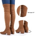 thumbnail image 2 of Women Boots Over Knee Long Boots Fashion Boots Heels Autumn Quality Suede Comfort Square Heels Brown 9, 2 of 5