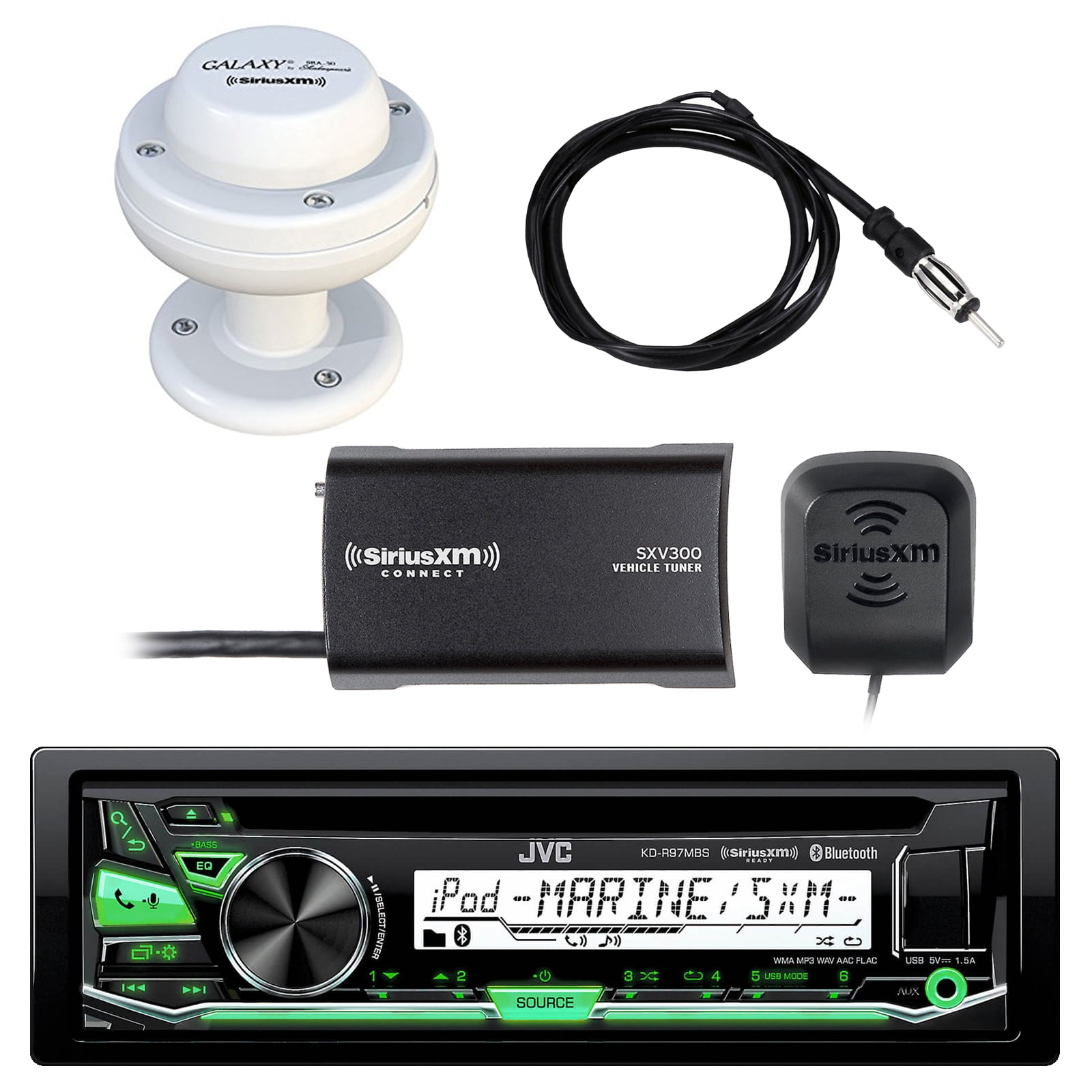 JVC KDR97MBS CD MP3 Bluetooth Marine Outdoor Radio Receiver, and