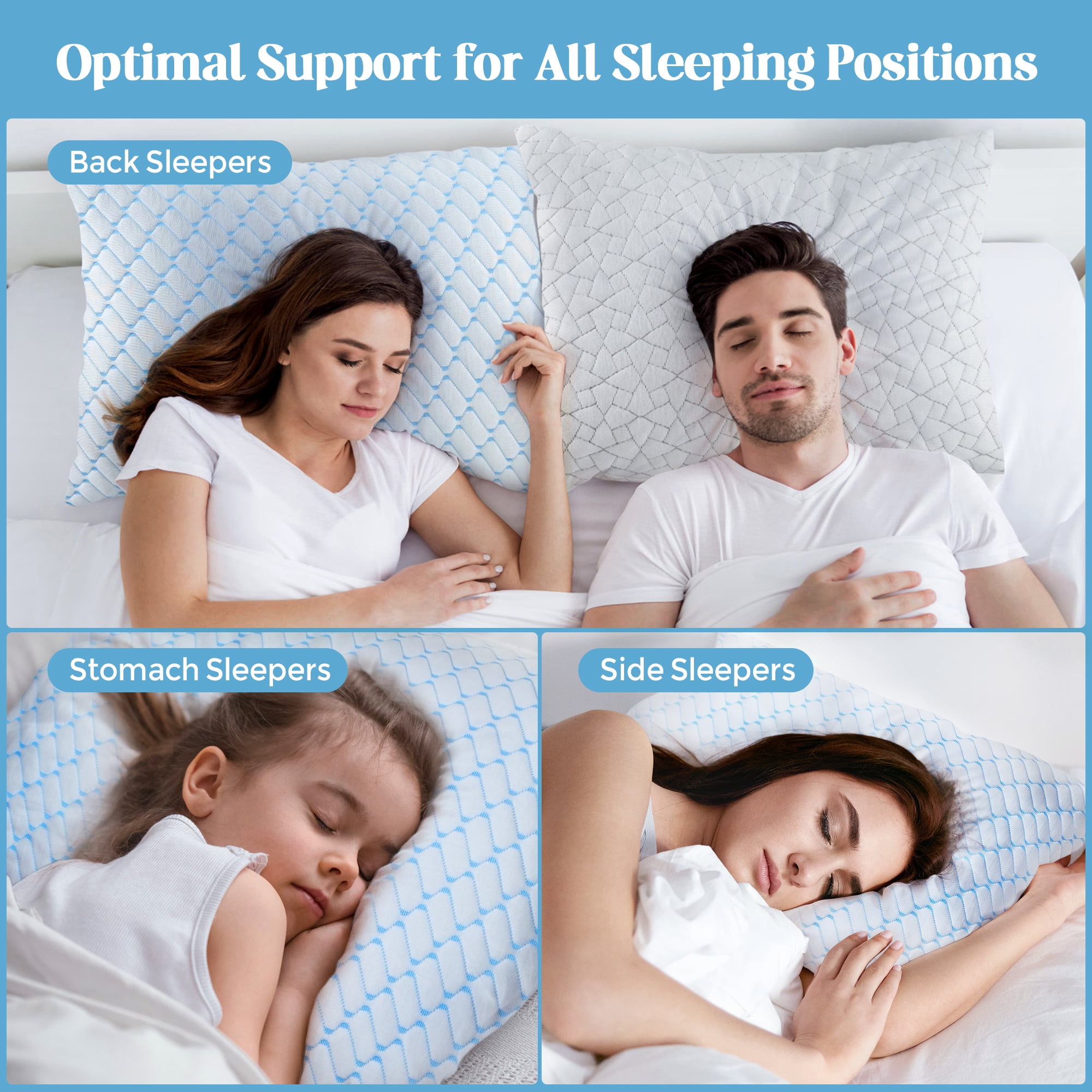PYPUMSA Shredded Memory Foam Pillows Standard Size Set of 2, Regulating Reversible Cooling Pillow Bed Pillow for Bed, Adjustable Loft Bed Firm or Soft Pillows for Side, Back, Stomach, Hot Sleepers