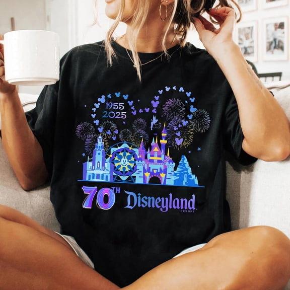 70Th Anniversary Disneyland Resort 1955 Happiest Place On Earth Shirt, Disneyland Parks Platinum Celebration Tee, Disney 70 Years Of Magic