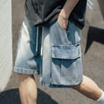 thumbnail image 5 of Mens Denim Shorts Elastic Waist Short Jeans With Pockets Summer Comfort Dailywear Bottoms, 5 of 6