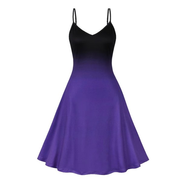 WILLBEST Vestidos Casuales para Mujer Verano Vestido Casual sin Mangas con Degradado y Tirantes para Fiesta, Atuendo Básico de Primavera y Verano con Collar Chica