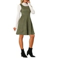 thumbnail image 4 of Vestido Pinafore INSPIRE CHIC sin mangas para mujer, vestido casual vintage de camiseta de ante sintético en verde ejército, 4 of 6