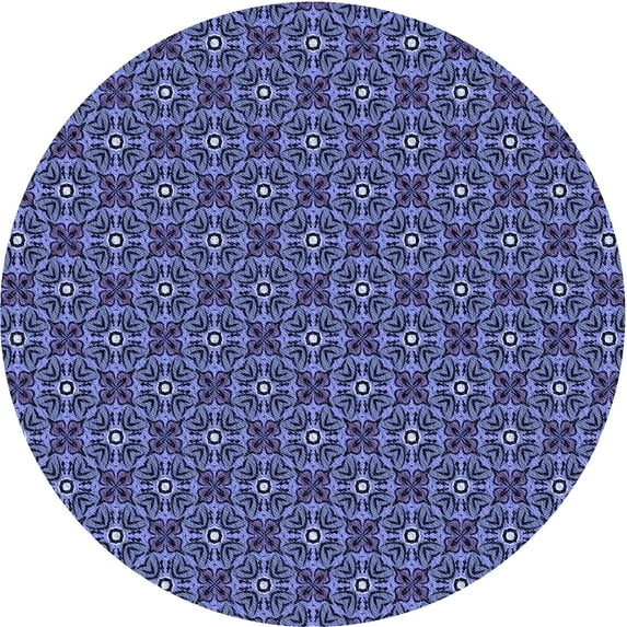 Ahgly Company Machine Washable Indoor Round Transitional Sky Blue Area Rugs, 4' Round