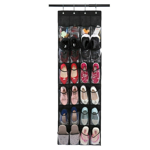 Overdoor Shoe Pocket Organizer Door Shoe Organizer 24 Durable Pockets, Hooks, Large Nonwovens Mesh Pocket Door Hanging Shoe Organizer Door Shoe Organizer Hanging