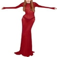 thumbnail image 3 of Elegant Solid Color Sheer Dress for Women, 3 of 6
