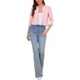 thumbnail image 2 of INSPIRE CHIC Blazers for Women's Open Front 3/4 Sleeve Crew Neck Work Office Suit Jackets Blazer XS Pink, 2 of 6