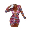 thumbnail image 1 of TRKIYQC, 3 uds., trajes de baño para mujer, sujetador Halter con relleno de Color en contraste con amarre para adultos, vestido de manga larga con cuello en V y Tanga TRKIYQC moderno, 1 of 6