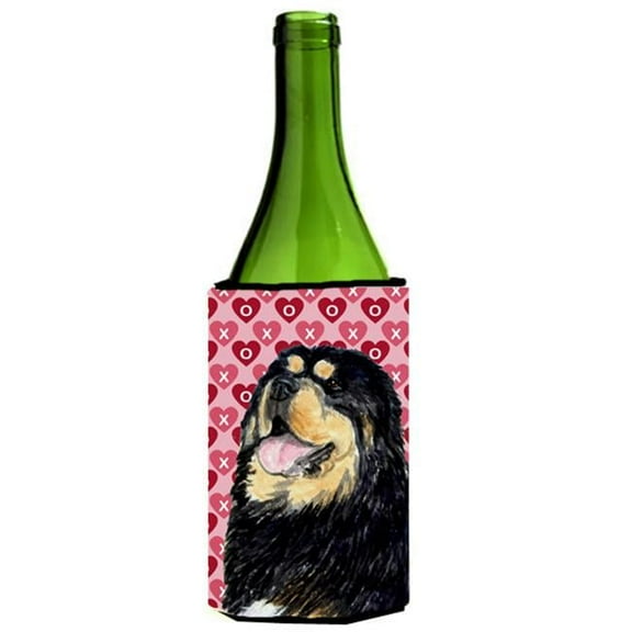 Tibetan Mastiff Hearts Love Valentines Day Wine bottle sleeve Hugger