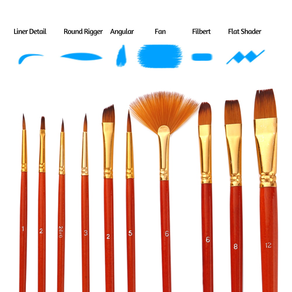 Paint Brushes Set Artist Paint Brushes Painting Supplies for Art Watercolor Acrylics Oil 5 Pieces Reddish Brown 