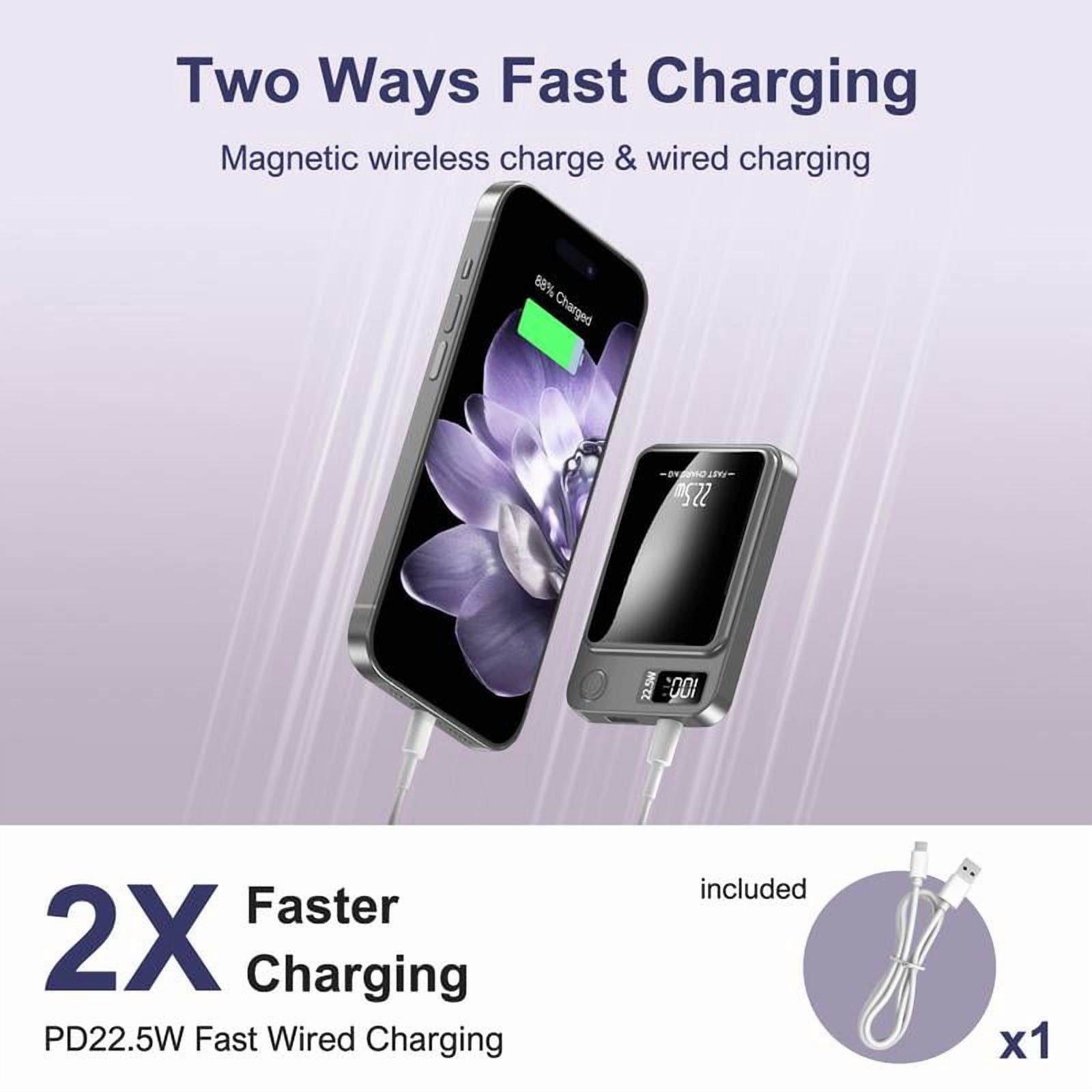 Green Springtok Digital Power Display 10000 mAh Ultra-Thin Mini Wireless Magnetic Power Bank for iPhone & Android Phones, Compact and Portable Charger Chargeable Smartphone Battery