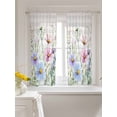 thumbnail image 3 of Spring Floral Curtains 54 Inch Length,Sheer Curtains for Bedroom Living Room Window Wildflowers Herbs Summer Botanical Plaid Rod Pocket Drapes Kitchen Curtains Small Half Window 52"x54" 2 Panels, 3 of 6