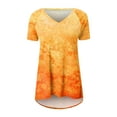 thumbnail image 4 of iHengLiXing 2025 Plus Size Spring Tops for Womens Dressy Casual Women's Fashion Gradient Printed Blouse V-neck Short Sleeve Loose T-shirt Tops Orange XL, 4 of 5
