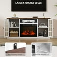 thumbnail image 6 of MARNUR Fireplace TV Stand for TVs up to 65", Media Entertainment Center Console Table with Glass Door, Farmhouse, White, 6 of 15
