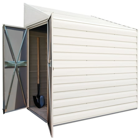 Yardsaver® 4 x 10 ft Steel Storage Shed Pent Roof Eggshell