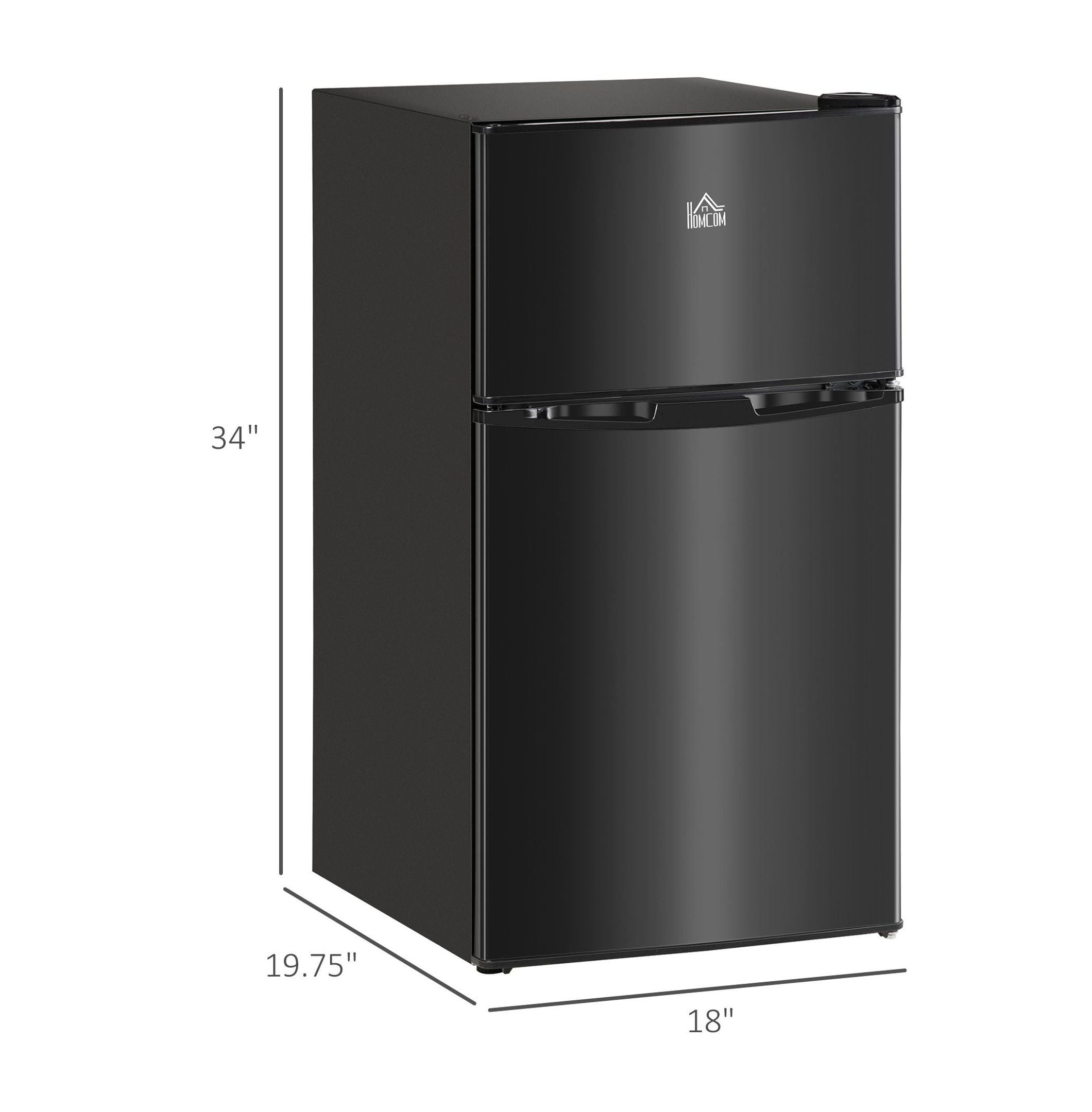 3.2 Cu.Ft Mini Fridge with Freezer - Double Door Refrigerator Adjustable Thermostat Reversible Door Black - Dorm, Apartment, Bedroom