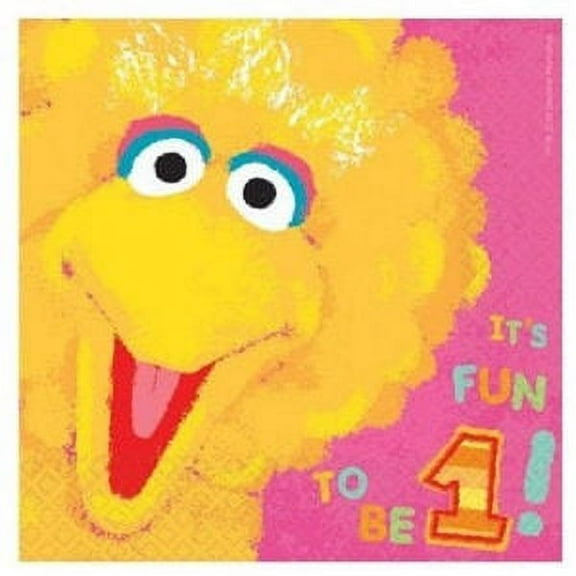 Big Bird Sesame Street Pink Cute Kids 1st Birthday Party Paper Luncheon Napkins