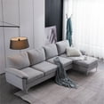 thumbnail image 5 of Resenkos L-Shaped Modular Sectional Sofa Couch with Reversible Chaise in Light Gray, 5 of 10