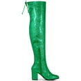 thumbnail image 3 of BLISSFUL STEP Women's Boots Glitter Over The Knee High Boots Chunky Heel Round Toe Lace Up Sparkly Boots Green 6, 3 of 7