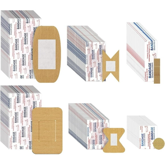 shiyou-200Pcs Assorted Styles Flexible Fabric Adhesive Bandages Small Breathable Fingertip Bandages Flexible Bandages Bulk for First Aid Wound Care Scrapes Blister