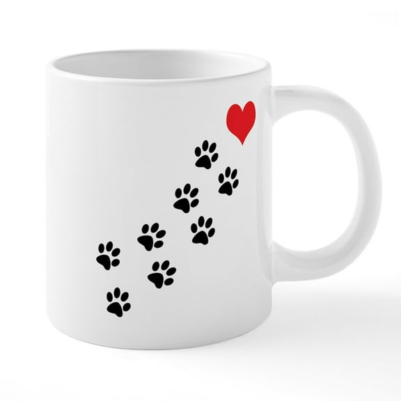 CafePress - Paw Prints To My Heart Mugs - 20 Oz White Ceramic Mega Mug