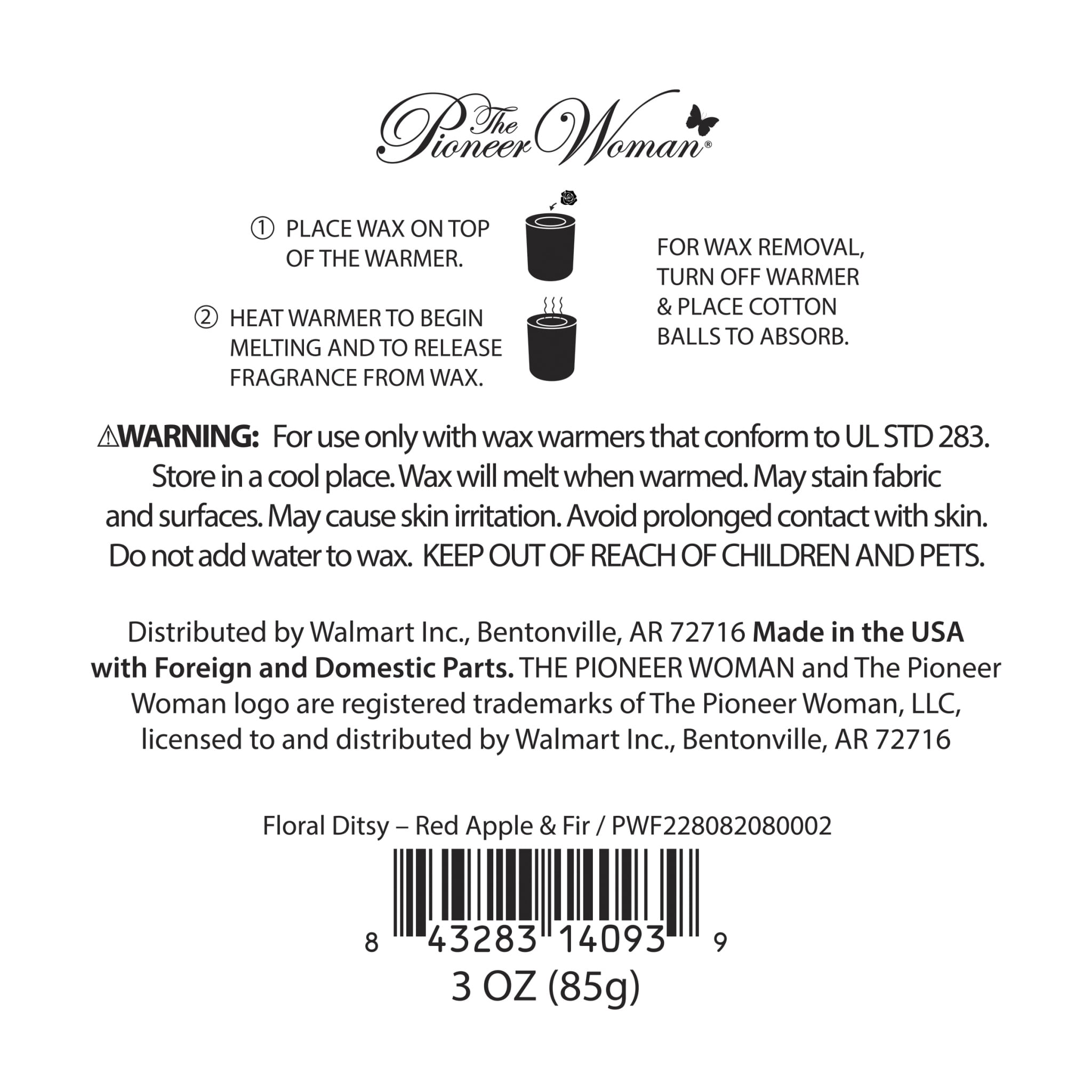 (2 pack) The Pioneer Woman Figural Wax Melts, Red Apple & Fir, 10 Count