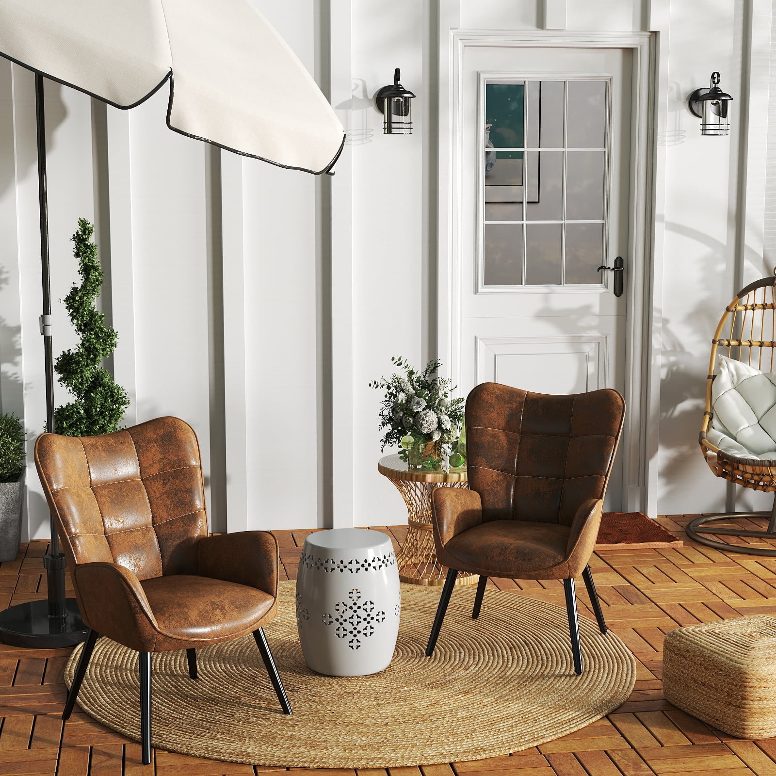 Homy Casa Accent Chair Set of 2 with Armrests, High Back Lounge Chair for Living Room, Bedroom, Vanity