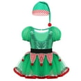 thumbnail image 2 of vastwit Girls Christmas Elf Santa Claus Costume Sequined Ice Skating Ballet Dance Tutu Dress with Hat Green 14, 2 of 7