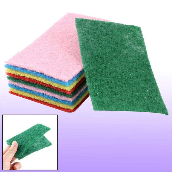 Unique Bargains 10 Pcs Colors Kitchen Rectangle Sponge Bowls Dish Scrub Cleaning Pads
